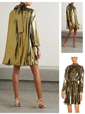 NEW $595 RHODE PRIYA METALLIC SILK BLEND TRAPEZE STYLE MINI DRESS #5 SIZE XS/S